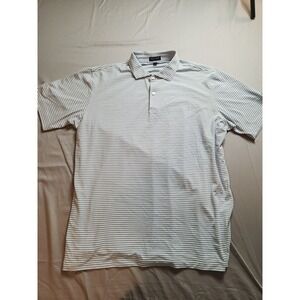 Peter Millar Crown Crafted Mens Polo Shirt XXL Blue White Stripe Short Sleeve